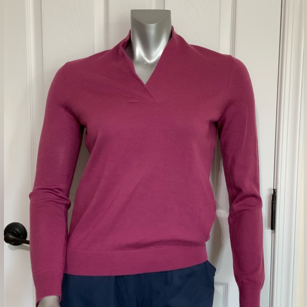 Brooks Brothers Women’s Shawl-neck Blouse,Sz Medium, 100% Merino Wool